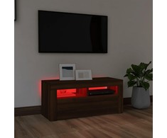 TV staliukas TV spintelė su LED apšvietimu, ruda ąžuolo, 90x35x40cm
