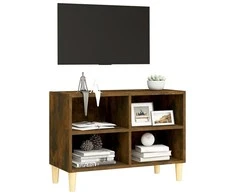TV spintelė su medinėmis kojomis, dūminio ąžuolo, 69,5x30x50cm