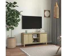 TV staliukas TV spintelė su medinėmis kojelėmis, ąžuolo, 103,5x35x50cm