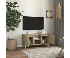 TV staliukas TV spintelė su medinėmis kojelėmis, ąžuolo, 103,5x35x50cm