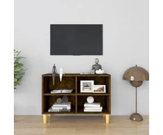 TV spintelė su medinėmis kojomis, dūminio ąžuolo, 69,5x30x50cm