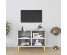 TV staliukas TV spintelė su medinėmis kojelėmis, pilka ąžuolo, 69,5x30x50cm