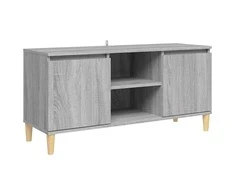 TV staliukas TV spintelė su medinėmis kojelėmis, pilka, 103,5x35x50cm