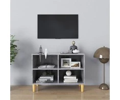TV staliukas TV spintelė su medinėmis kojelėmis, pilka, 69,5x30x50cm