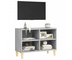 TV staliukas TV spintelė su medinėmis kojelėmis, pilka ąžuolo, 69,5x30x50cm