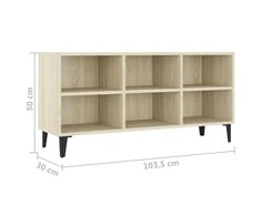 TV staliukas TV spintelė su metalinėmis kojelėmis, ąžuolo, 103,5x30x50cm
