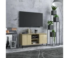 TV staliukas TV spintelė su metalinėmis kojelėmis, ąžuolo, 103,5x35x50cm