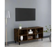 TV staliukas TV spintelė su metalinėmis kojomis, dūminė, 103,5x30x50cm