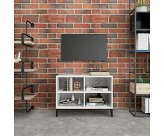 TV staliukas TV spintelė su metalinėmis kojelėmis, balta, 69,5x30x50cm