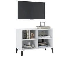 TV staliukas TV spintelė su metalinėmis kojelėmis, balta, 69,5x30x50cm