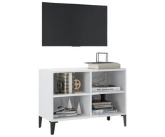 TV staliukas TV spintelė su metalinėmis kojelėmis, balta, 69,5x30x50cm