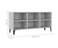 TV staliukas TV spintelė su metalinėmis kojelėmis, pilka, 103,5x30x50cm