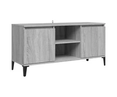 TV staliukas TV spintelė su metalinėmis kojomis, pilka ąžuolo, 103,5x35x50cm