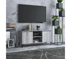 TV staliukas TV spintelė su metalinėmis kojomis, pilka ąžuolo, 103,5x35x50cm