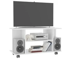 TV staliukas TV spintelė su ratukais, baltos spalvos, 80x40x45 cm, mediena