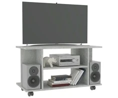 TV staliukas TV spintelė su ratukais, betono pilkos sp., 80x40x45cm, mediena