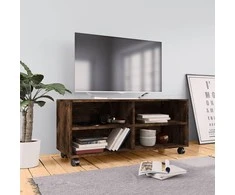 TV staliukas TV spintelė su ratukais, dūminio ąžuolo, 90x35x35cm, mediena