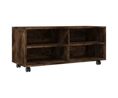 TV staliukas TV spintelė su ratukais, dūminio ąžuolo, 90x35x35cm, mediena