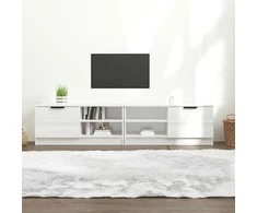 TV staliukas TV spintelės, 2vnt., baltos, 80x35x36,5cm, mediena, blizgios
