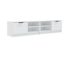 TV staliukas TV spintelės, 2vnt., baltos, 80x35x36,5cm, mediena, blizgios