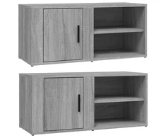 TV staliukas TV spintelės, 2vnt., pilkos ąžuolo, 80x31,5x36cm, mediena