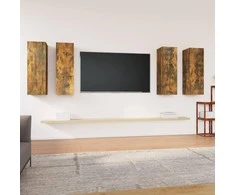 TV spintelės, 4vnt., dūminio ąžuolo, 30,5x30x90cm, mediena