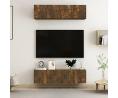TV staliukas TV spintelės, 4vnt., dūminio ąžuolo, 60x30x30cm, mediena