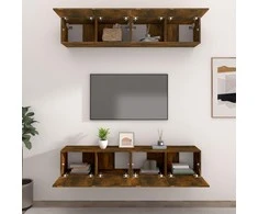 TV staliukas TV spintelės, 4vnt., dūminio ąžuolo, 80x30x30cm, mediena