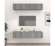 TV staliukas TV spintelės, 4vnt., pilkos ąžuolo, 80x30x30cm, mediena
