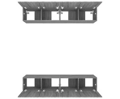 TV staliukas TV spintelės, 4vnt., pilkos ąžuolo, 80x30x30cm, mediena