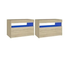 TV staliukas TV spintelės su LED apšvietimu, 2vnt., ąžuolo, 60x35x40cm