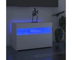 TV staliukas TV spintelės su LED apšvietimu, 2vnt., baltos, 60x35x40cm