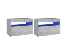 TV staliukas TV spintelės su LED apšvietimu, 2vnt., pilkos, 60x35x40cm
