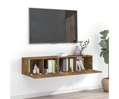 TV staliukas TV spintelių komplektas, 2 dalių, dūminio ąžuolo, mediena