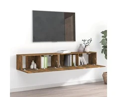 TV staliukas TV spintelių komplektas, 2 dalių, dūminio ąžuolo, mediena