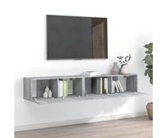 TV staliukas TV spintelių komplektas, 2 dalių, pilkas ąžuolo, mediena