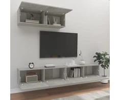 TV staliukas TV spintelių komplektas, 3 dalių, betono pilkas, mediena