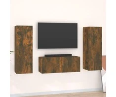 TV spintelių komplektas, 3 dalių, dūminio ąžuolo, mediena