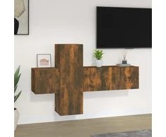 TV spintelių komplektas, 3 dalių, dūminio ąžuolo, mediena