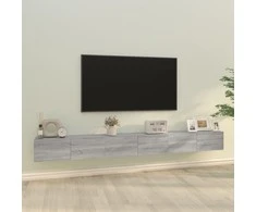 TV staliukas TV spintelių komplektas, 3 dalių, pilkas ąžuolo, mediena