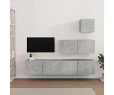 TV staliukas TV spintelių komplektas, 4 dalių, betono pilkas, mediena