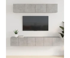 TV staliukas TV spintelių komplektas, 5 dalių, betono pilkas, mediena