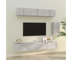 TV staliukas TV spintelių komplektas, 6 dalių, betono pilkas, mediena
