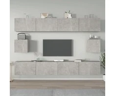 TV staliukas TV spintelių komplektas, 6 dalių, betono pilkas, mediena
