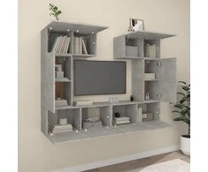 TV staliukas TV spintelių komplektas, 6 dalių, betono pilkas, mediena