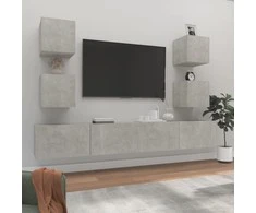 TV staliukas TV spintelių komplektas, 6 dalių, betono pilkas, mediena