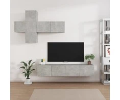 TV staliukas TV spintelių komplektas, 7 dalių, betono pilkas, mediena