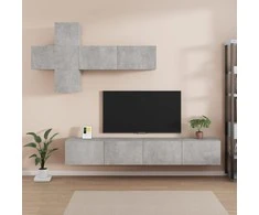 TV staliukas TV spintelių komplektas, 7 dalių, betono pilkas, mediena