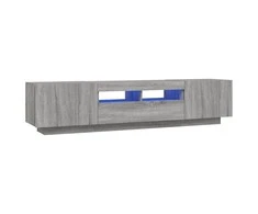 TV staliukas TV spintelių komplektas su LED, 2 dalių, pilkas ąžuolo, mediena