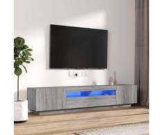 TV staliukas TV spintelių komplektas su LED, 2 dalių, pilkas ąžuolo, mediena